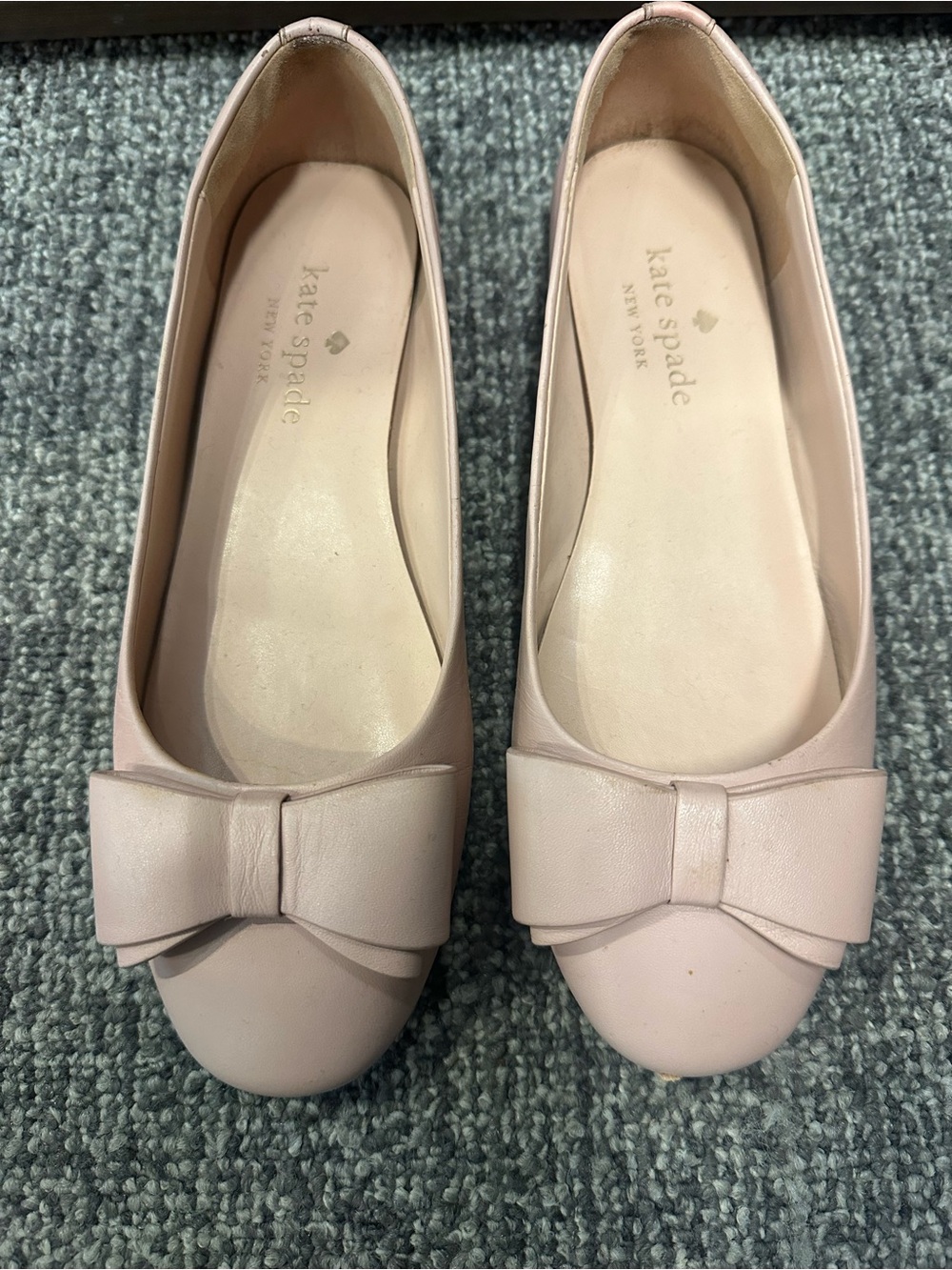 kate spade Blush Pink Bow Leather Ballet Flats